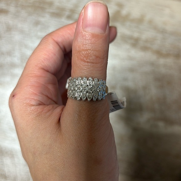 Effy Silver Multi-Row Diamond Ring Sz7 - Picture 7 of 15